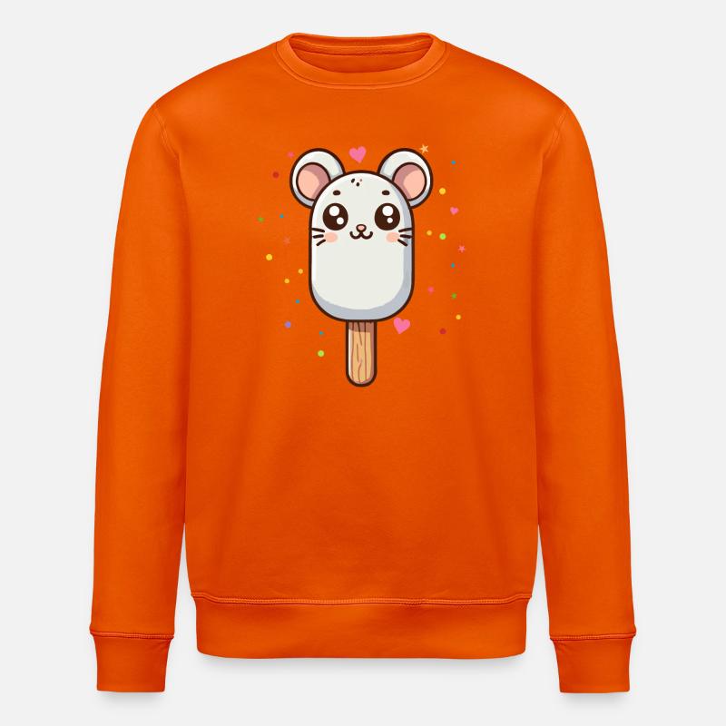 niedliches Mäuse-Eis-Motiv für den Sommer - Stanley/Stella Unisex Bio-Sweatshirt ROLLER - Tieforange