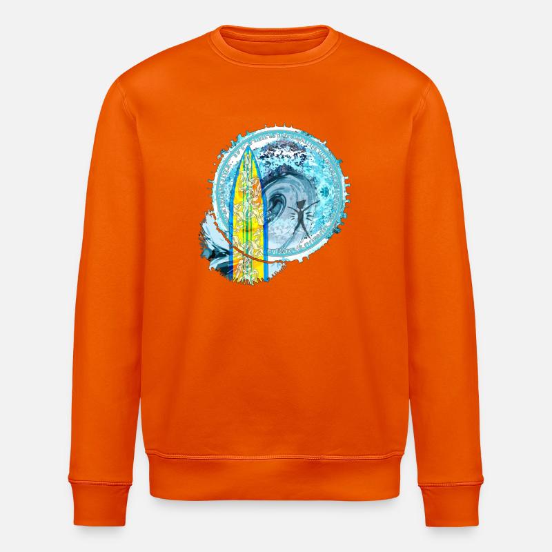 Surf Waves Abstract Art Print - Stanley/Stella ROLLER Unisex Organic Sweatshirt - bright orange
