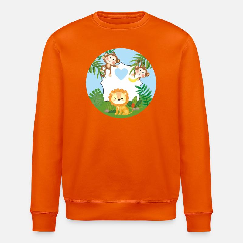 Freundschaft - Kleine Äffchen & Löwe  - Stanley/Stella Unisex Bio-Sweatshirt ROLLER - Tieforange