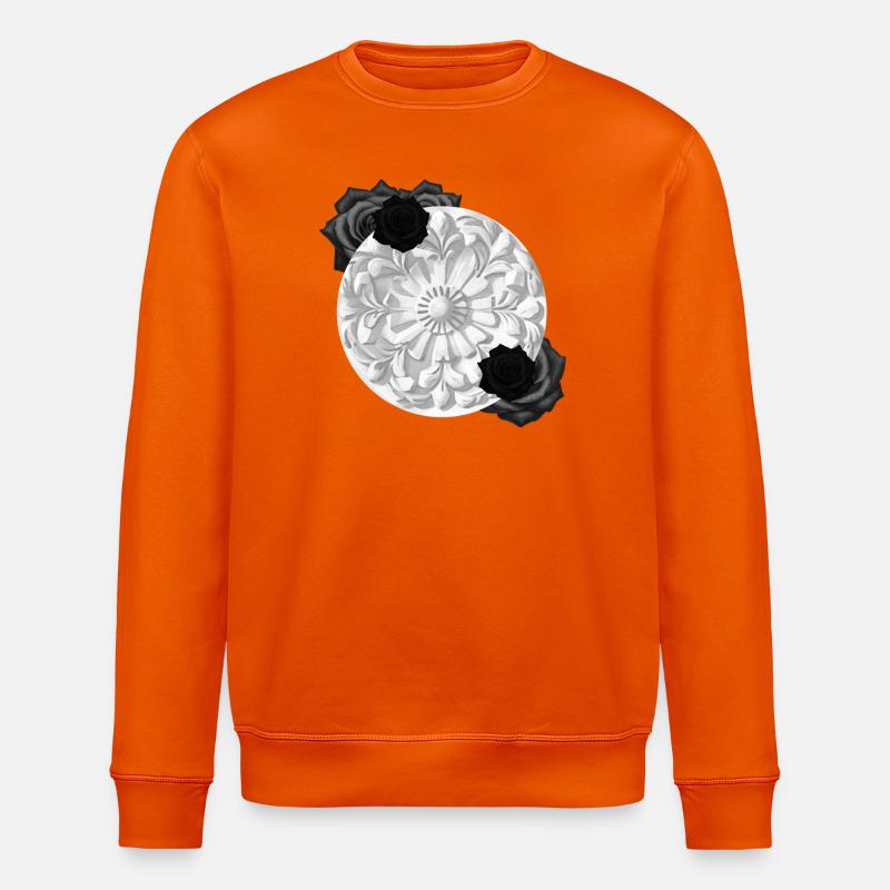 Grabstein Ornament, Rosenblüte, goth - Stanley/Stella Unisex Bio-Sweatshirt ROLLER - Tieforange