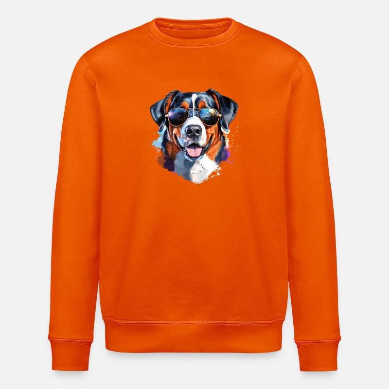 Entlebucher with sunglasses - Stanley/Stella ROLLER Unisex Organic Sweatshirt - bright orange