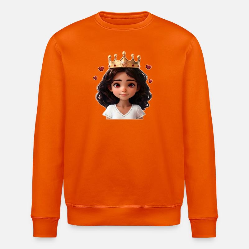 Süßes Mädchen mit Krone und Herzchen - Stanley/Stella Unisex Bio-Sweatshirt ROLLER - Tieforange