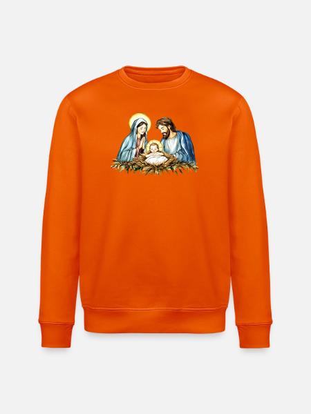 Heilige Familie Weihnachtskrippe Jesus Maria Josef - Stanley/Stella Unisex Bio-Sweatshirt ROLLER - Tieforange