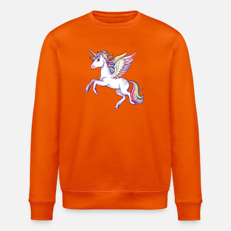 Rainbow Wings Unicorn - Stanley/Stella ROLLER Unisex Organic Sweatshirt - bright orange