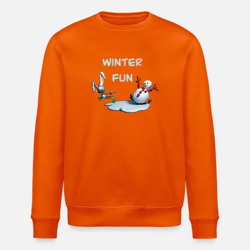Winterspaß: Hase und Schneemann - Stanley/Stella Unisex Bio-Sweatshirt ROLLER - Tieforange