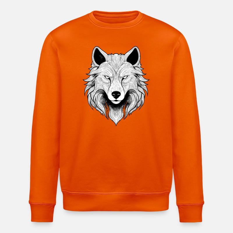 Mystischer Wolfkopf mit detailliertem - Stanley/Stella Unisex Bio-Sweatshirt ROLLER - Tieforange