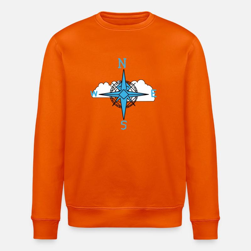 Clouds Sky Compass Direction - Stanley/Stella ROLLER Unisex Organic Sweatshirt - bright orange
