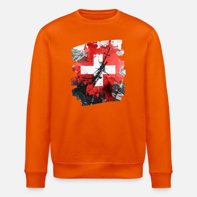 Schweizer Flagge Schweiz - Stanley/Stella Unisex Bio-Sweatshirt ROLLER - Tieforange