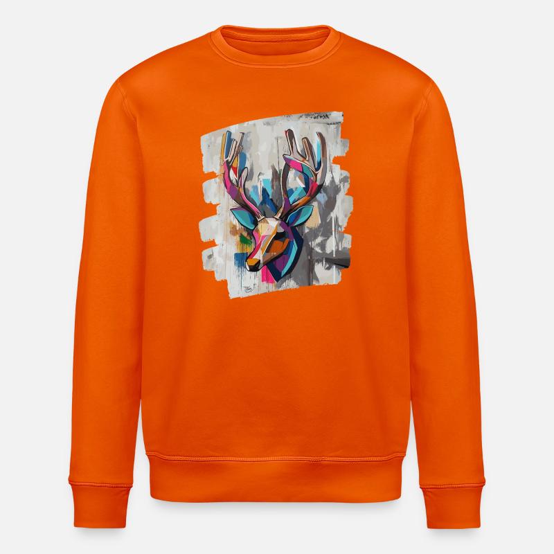 Hirsch mit Geweih - Stanley/Stella Unisex Bio-Sweatshirt ROLLER - Tieforange