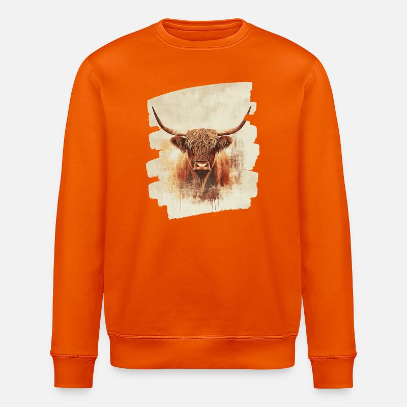 Bovins écossais des Highlands - Sweat bio ROLLER Stanley/Stella Unisexe - orange profond