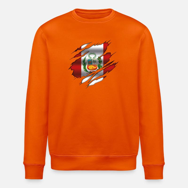 Drapeau du Pérou - Drapeau déchiré - Sweat bio ROLLER Stanley/Stella Unisexe - orange profond