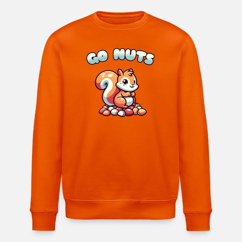 Eichhörnchen sitzt auf Nüssen Cartoon-Tee - Stanley/Stella Unisex Bio-Sweatshirt ROLLER - Tieforange