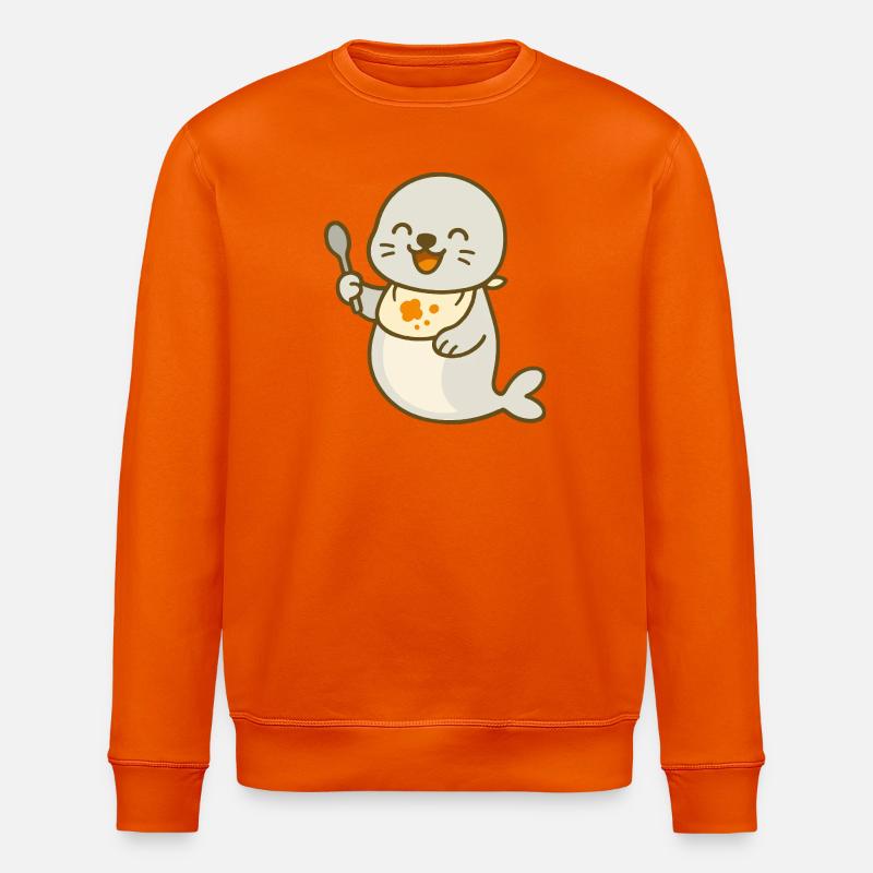 Futtern mit dem Robbenbaby - Stanley/Stella Unisex Bio-Sweatshirt ROLLER - Tieforange
