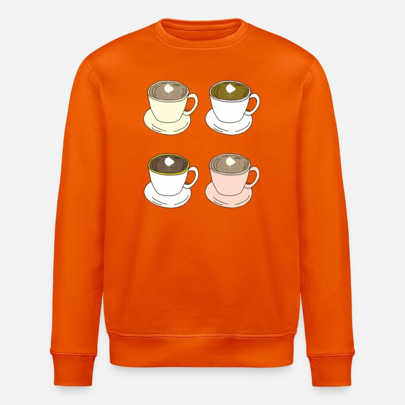 Coffee Cups Quartet - Stanley/Stella ROLLER Unisex Organic Sweatshirt - bright orange