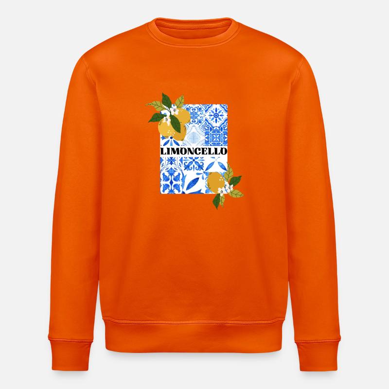 Limoncello – Citrus and Azulejo Pattern - Stanley/Stella ROLLER Unisex Organic Sweatshirt - bright orange