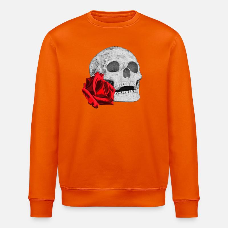 menschenschädel, rosenblüte, goth - Stanley/Stella Unisex Bio-Sweatshirt ROLLER - Tieforange