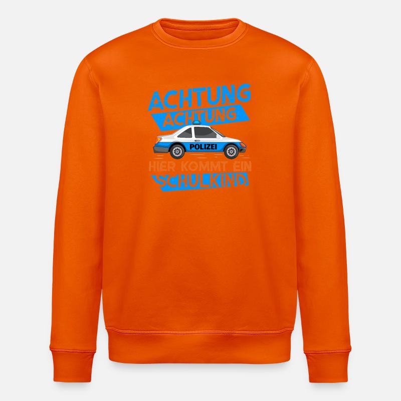 Polizeiauto mit Warnmeldung zum Schulstart - Stanley/Stella Unisex Bio-Sweatshirt ROLLER - Tieforange