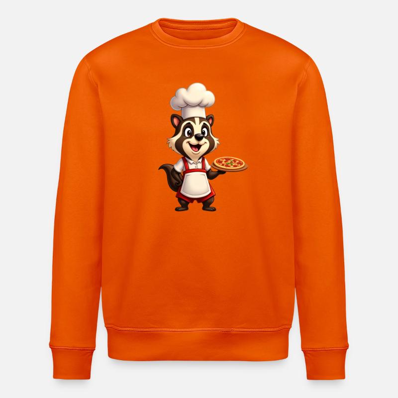 Waschbär als Pizzabäcker - Tier Grafik Design - Stanley/Stella Unisex Bio-Sweatshirt ROLLER - Tieforange