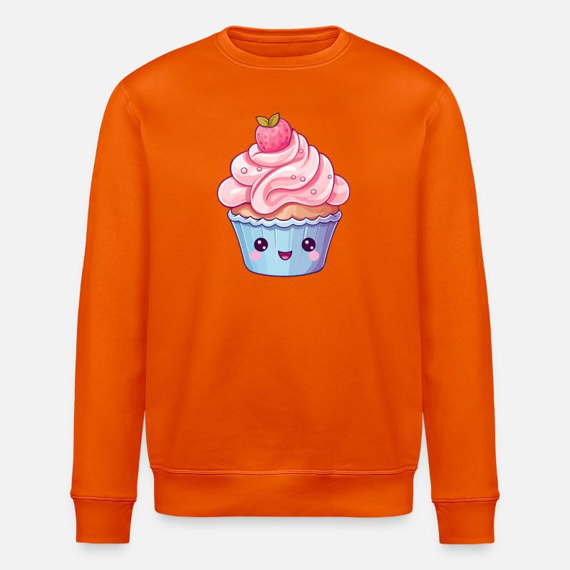 Kawaii Erdbeer Cupcake Design - Stanley/Stella Unisex Bio-Sweatshirt ROLLER - Tieforange
