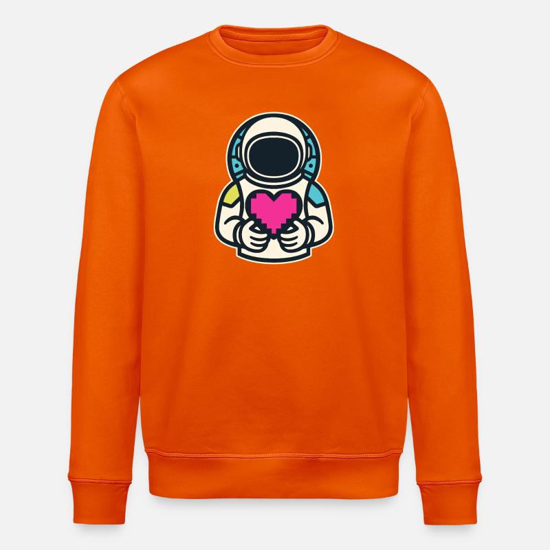Astronaut mit Pixelherz - Stanley/Stella Unisex Bio-Sweatshirt ROLLER - Tieforange