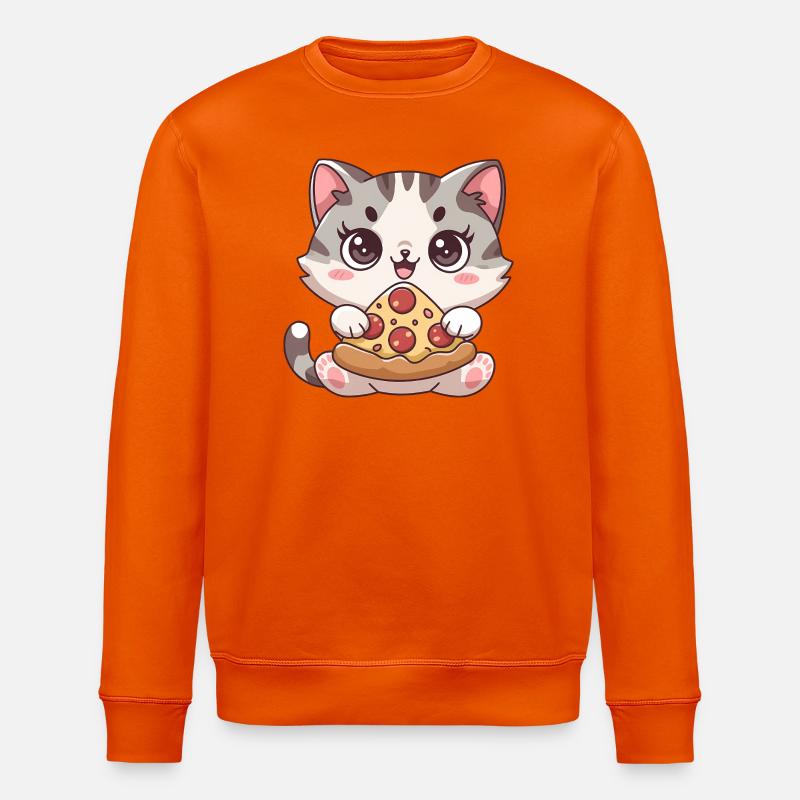 Chat mignon mangeant une pizza - Sweat bio ROLLER Stanley/Stella Unisexe - orange profond