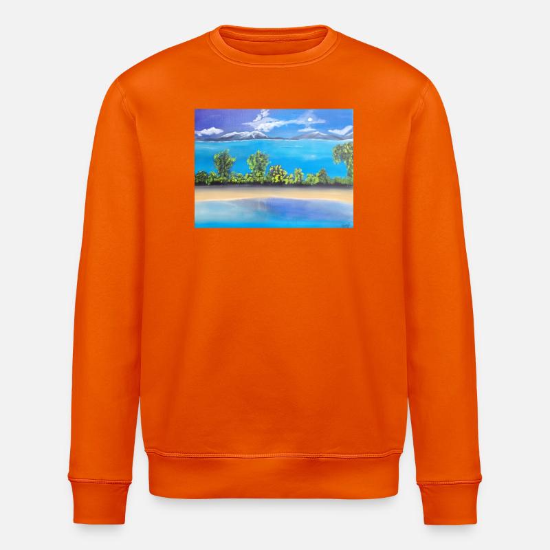 Seenlandschaft mit Bergen und Wald - Stanley/Stella Unisex Bio-Sweatshirt ROLLER - Tieforange