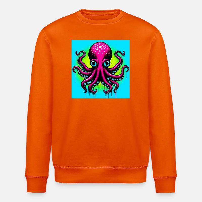 Octopus - Stanley/Stella ROLLER Unisex Organic Sweatshirt - bright orange