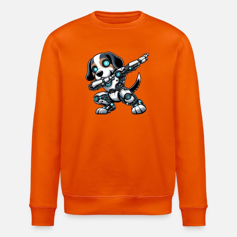 Cooler Beagle Roboter Astronaut Dabbing Cartoon - Stanley/Stella Unisex Bio-Sweatshirt ROLLER - Tieforange