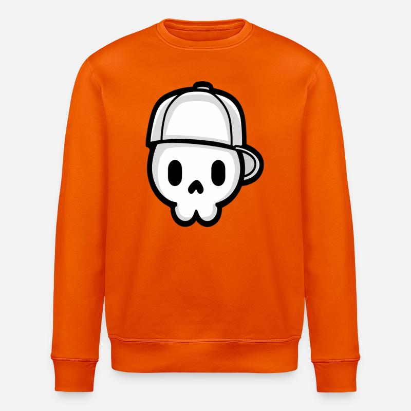 Verspielter Schädel mit Kappe Illustration - Stanley/Stella Unisex Bio-Sweatshirt ROLLER - Tieforange