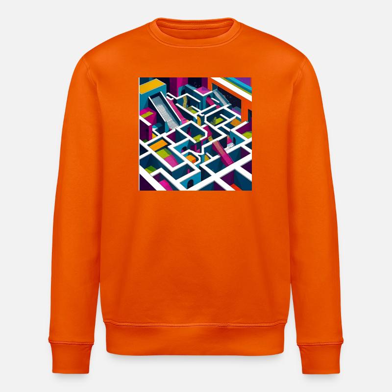 Abstractico Geometrisches Labyrinth - Stanley/Stella Unisex Bio-Sweatshirt ROLLER - Tieforange