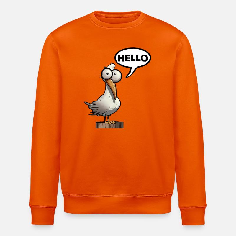 Humorvoller Möwe mit Sprechblase - Stanley/Stella Unisex Bio-Sweatshirt ROLLER - Tieforange