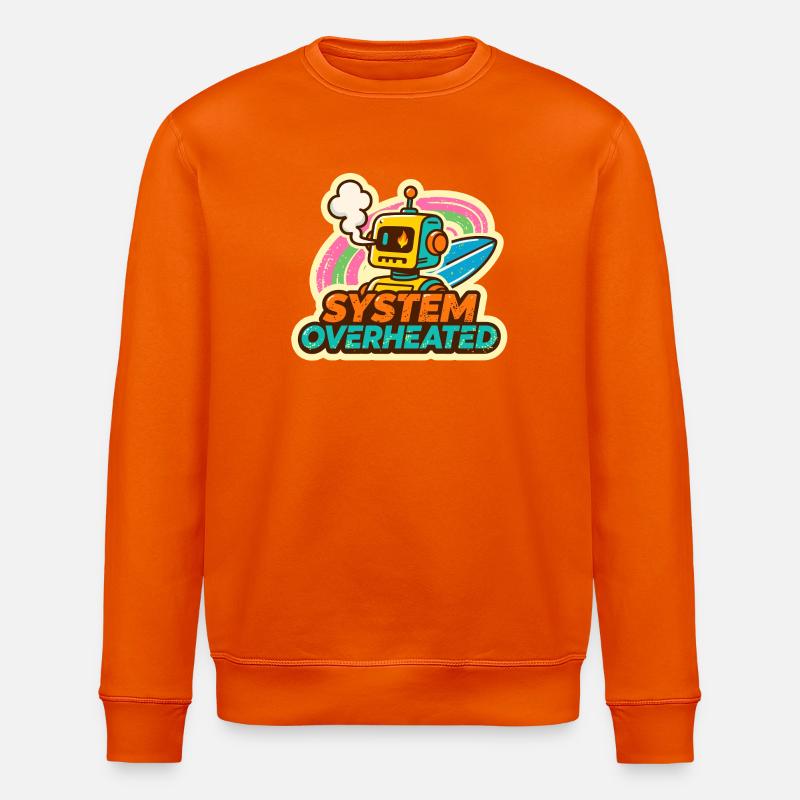 Retro Robot Surf Art Design - Stanley/Stella ROLLER Unisex Organic Sweatshirt - bright orange