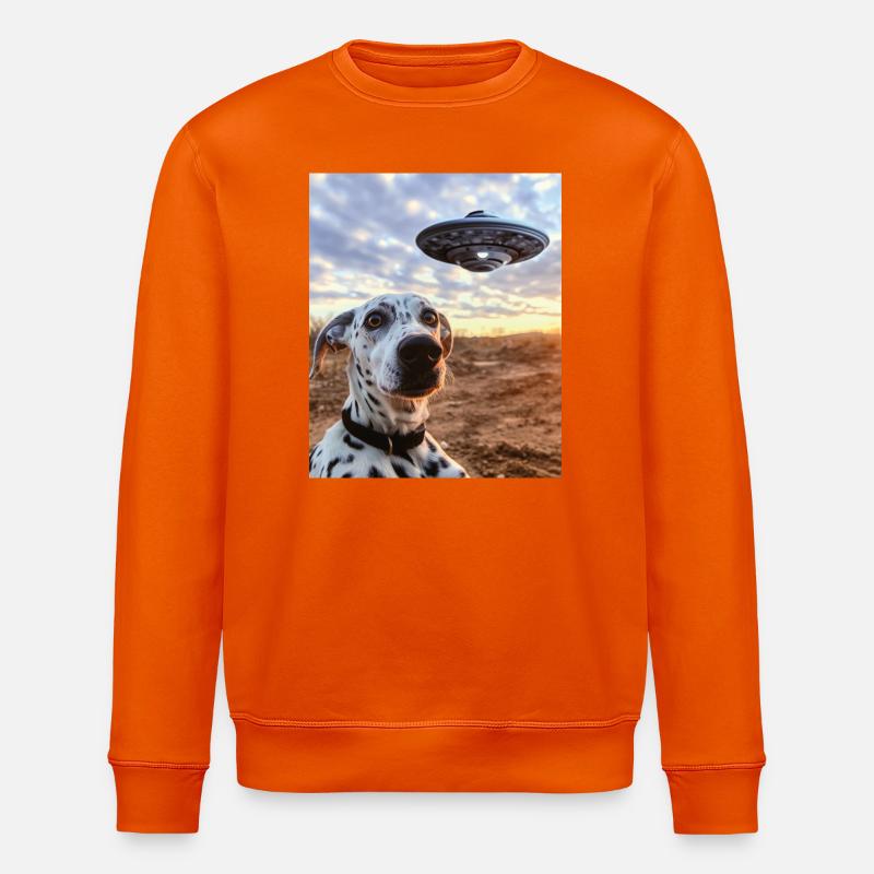 Dalmatiner Selfie UFO - Stanley/Stella Unisex Bio-Sweatshirt ROLLER - Tieforange
