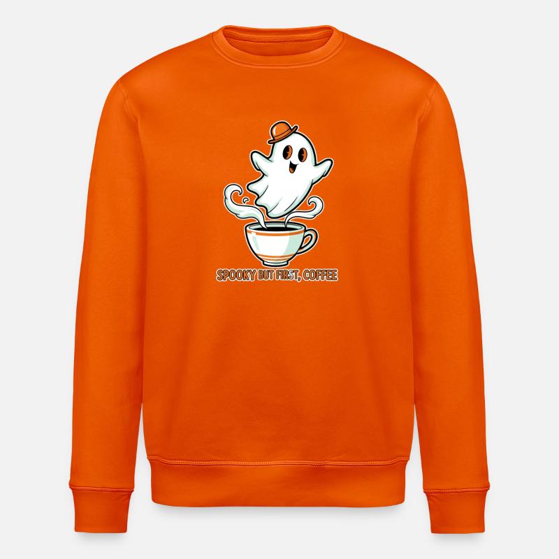 Spukiger Geist mit Kaffee - Stanley/Stella Unisex Bio-Sweatshirt ROLLER - Tieforange