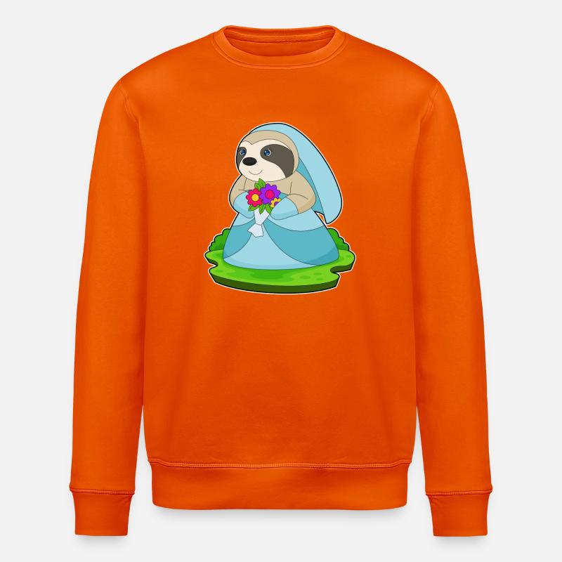 Faultier Braut Blumenstrauß Hochzeit - Stanley/Stella Unisex Bio-Sweatshirt ROLLER - Tieforange