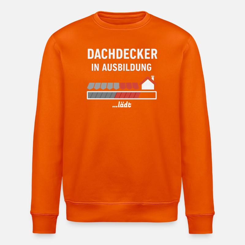 Roofer in training motif - Stanley/Stella ROLLER Unisex Organic Sweatshirt - bright orange