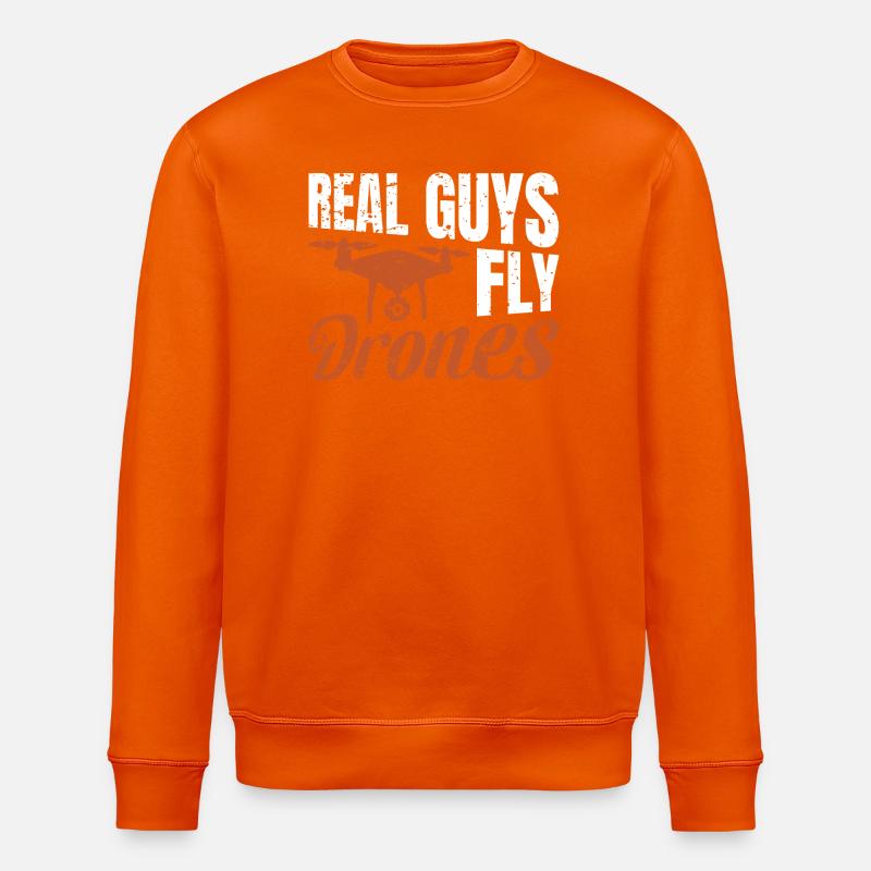 Real Guys fly Drones - Stanley/Stella ROLLER Unisex Organic Sweatshirt - bright orange