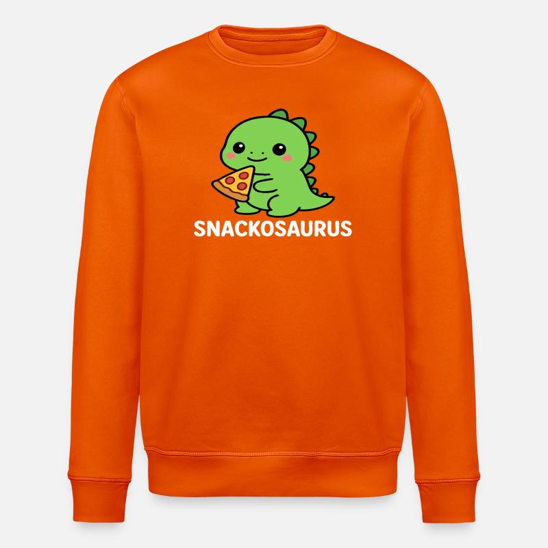 Verspielter Dinosaurier mit Pizzastück - Stanley/Stella Unisex Bio-Sweatshirt ROLLER - Tieforange