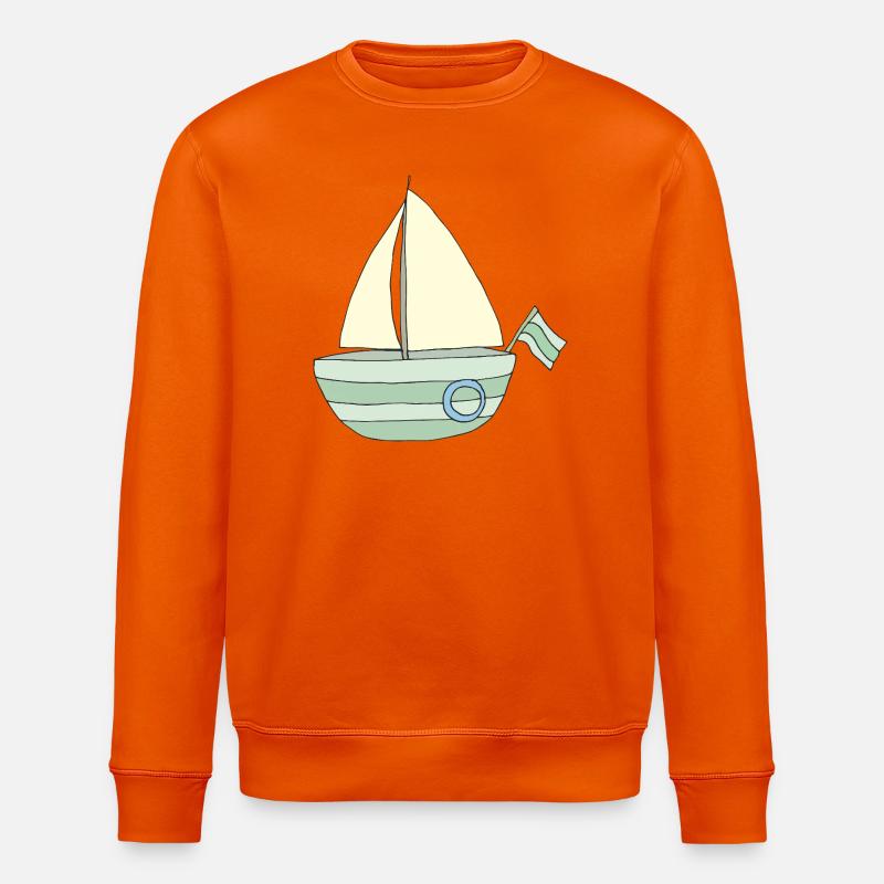 Verspieltes Segelboot Muster - Stanley/Stella Unisex Bio-Sweatshirt ROLLER - Tieforange