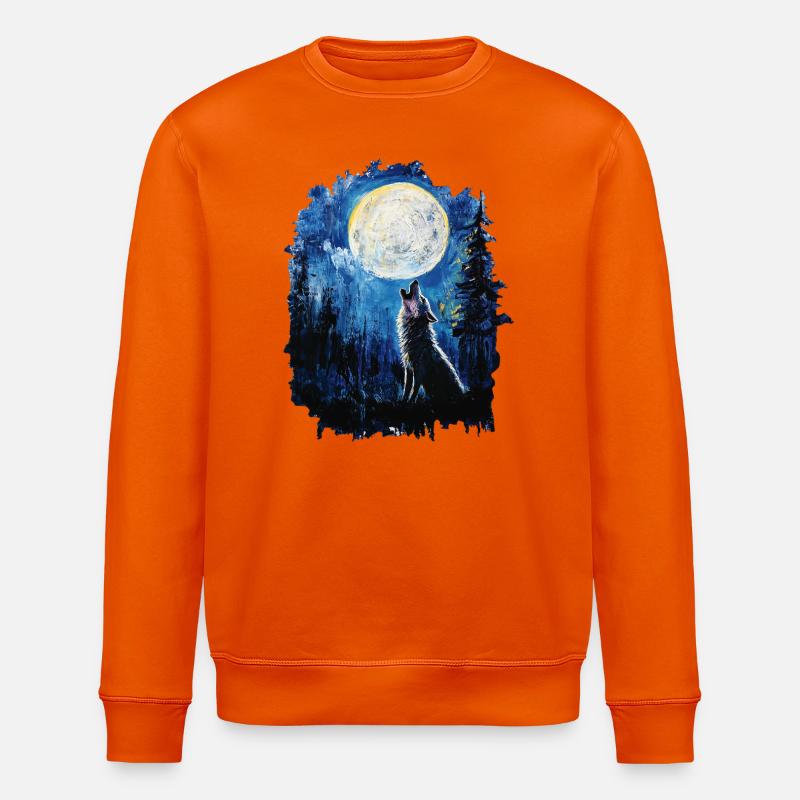 Le loup hurle pour la lune - Sweat bio ROLLER Stanley/Stella Unisexe - orange profond