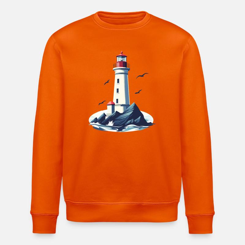 Phare sur la côte rocheuse - Sweat bio ROLLER Stanley/Stella Unisexe - orange profond