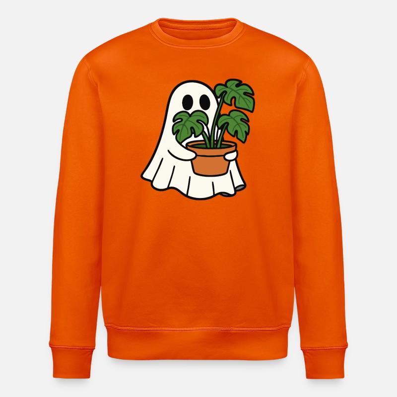 Süßes Gespenst mit Monstera Pflanze - Stanley/Stella Unisex Bio-Sweatshirt ROLLER - Tieforange
