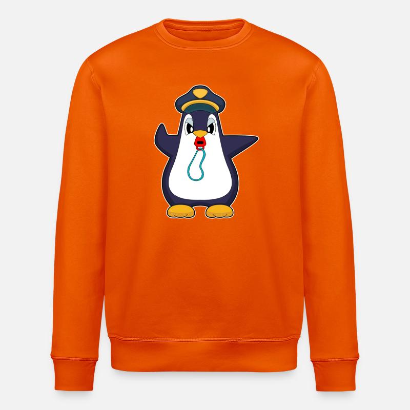 Pinguin Polizist Trillerpfeife Polizei - Stanley/Stella Unisex Bio-Sweatshirt ROLLER - Tieforange