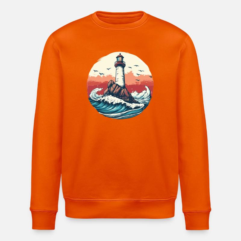 Phare sur une mer agitée - Sweat bio ROLLER Stanley/Stella Unisexe - orange profond