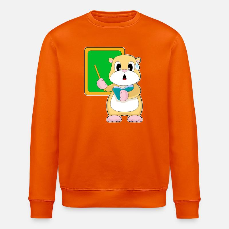 Hamster Lehrer Schultafel Schule - Stanley/Stella Unisex Bio-Sweatshirt ROLLER - Tieforange