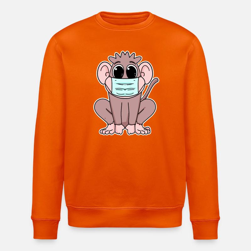 Singe avec masque - Sweat bio ROLLER Stanley/Stella Unisexe - orange profond