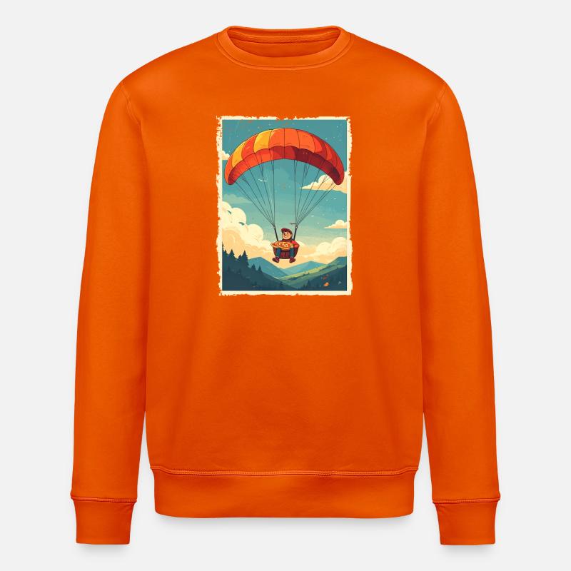 Adventurous Pizza Flight Illustration - Stanley/Stella ROLLER Unisex Organic Sweatshirt - bright orange