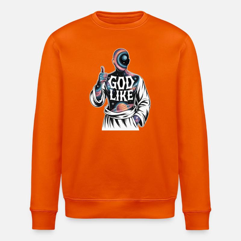God Like Galaxy Design - Stanley/Stella ROLLER Unisex Organic Sweatshirt - bright orange