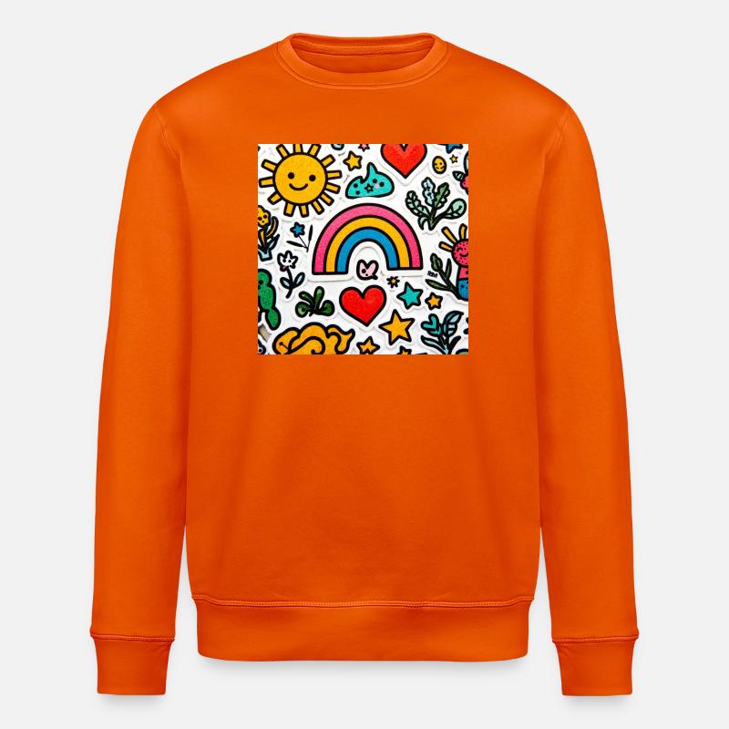 Joyeux doodle arc-en-ciel - Sweat bio ROLLER Stanley/Stella Unisexe - orange profond