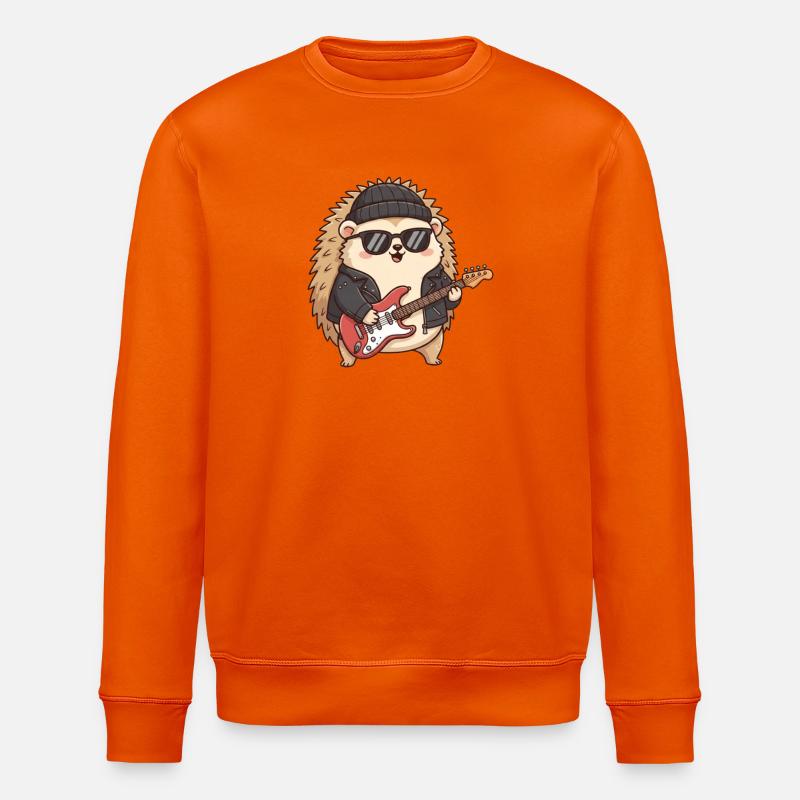 Cooler Igel mit Gitarrenkleid - Stanley/Stella Unisex Bio-Sweatshirt ROLLER - Tieforange